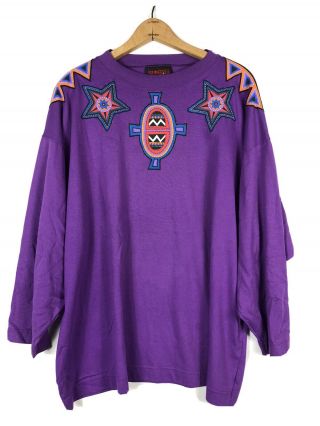 Vintage Native American Choctaw Knit Shirt Top 2x Nafohka Southwestern Tribal Ab