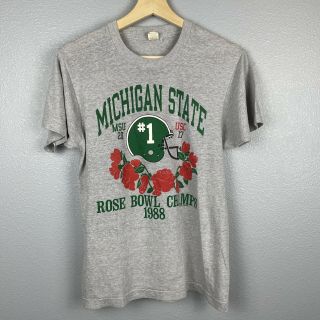 Vintage Michigan State Rose Bowl Champs 1988 Mens Single Stitch Tee