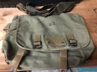 Vintage Us Military Bag Pouch Satchel - Faded Green - U.  S.  Canvas Rare