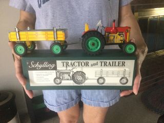 Vintage Tin Litho Schylling Tractor Trailer