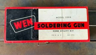 Vintage Wen Model 199k Soldering Gun,  W/ 3 Tips,  Metal Box And Paperwork