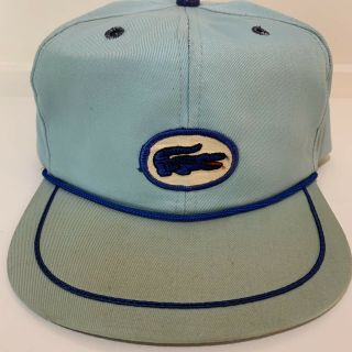 Vintage Izod Lacoste Hat Aqua Blue Baseball Cap Rope Cord Usa