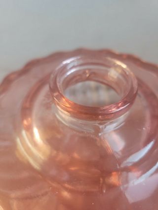 Pink Princess Feather Glass Oil Kerosene Lamp EAPG base only Victorian Antique 2