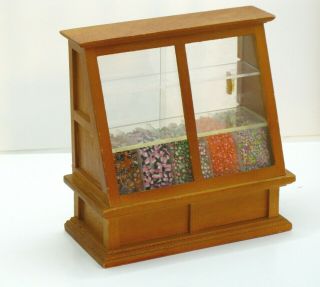 Candy Store Wooden High Display Counter W/ " Glass " Artisan Dollhouse Miniature