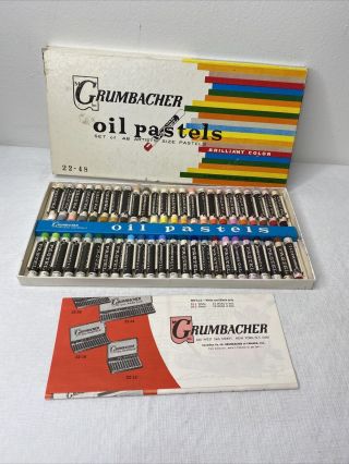 Vintage Grumbacher Oil Pastels Set 48 Artists Size Pastels Brilliant Color 22 - 48