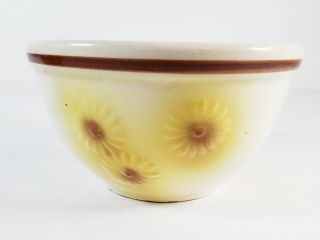 Vintage Hull Pottery Yellow Daisy Small Ceramic Mixing Bowl Brown Accents