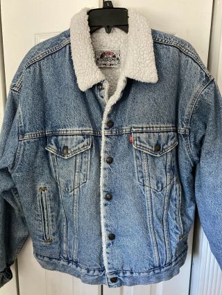 Vintage Levi’s Sherpa Trucker Jean Jacket 70609 - 4891 Red Tab Size M Made In Usa