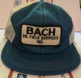 Vintage Usa Made K - Products Bach Oil Patch Snapback Farm Tractor Trucker Hat