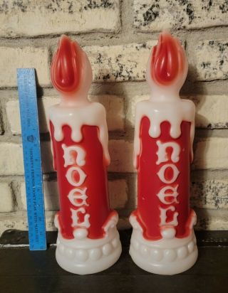 2 Vintage Empire Plastic Blow Mold Candle Light 13 " Noel Christmas No Lights