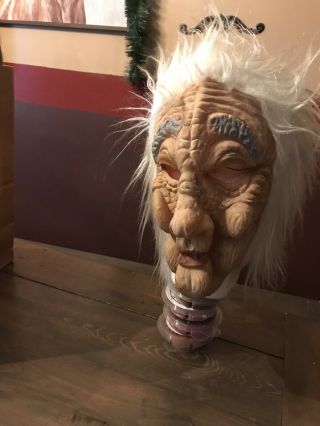 Vintage Topstone Halloween Mask Old Man Woman Witch Or Wizard White Hair & Felt