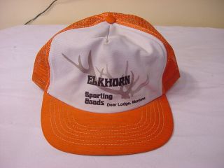 Vtg Snapback Trucker Hat - Elkhorn Sporting Goods Deer Lodge Montana