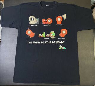 Vintage 90s South Park Shirt Deaths Of Kenny Xl Cartoon Graphic Tv Show Movie