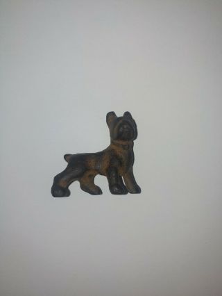 Miniature Vintage Heavy Cast Metal Boston Terrier Dog Figurine 1.  5 " Barclay