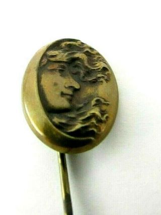 Antique Victorian Man In The Moon Brooch Pin 3 " Detail