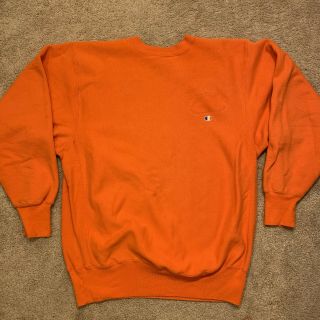 Vtg 80s 90s Champion Reverse Weave Orange Crewneck Sweatshirt 2xl