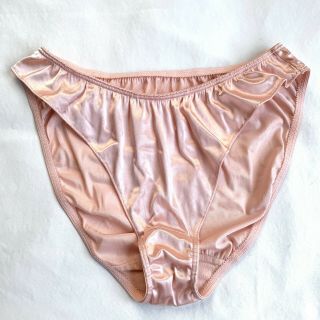 Vtg 80s Victorias Secret Panties Second Skin Satin Blush Pink Beige Shiny Large