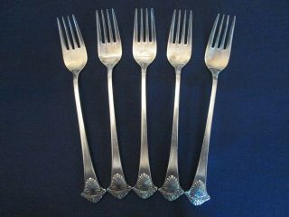 Set 5 Dinner Forks Vintage National Silver Stainless: Trieste Pattern: Lovely