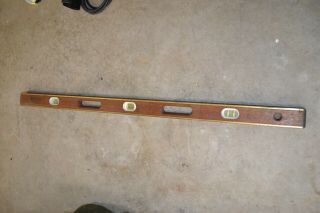 Vintage Johnson 48 " Wood And Brass 548 Level Tool