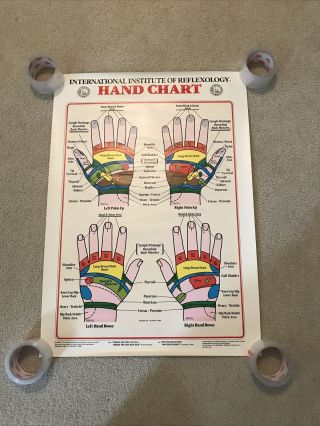Vintage 1983 International Institute Of Reflexology Hand Chart