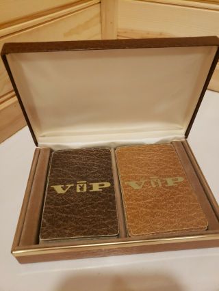 Vintage Playboy VIP Double Deck Playing Cards With Leather Covered Case 1978 2