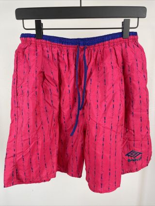 Vintage 80s 90s Umbro Sand Soccer Nylon Shorts Size Large All Over Print Rare