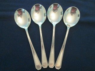 Set 4 Gumbo Soup Spoons Vintage Rogers Intl Silverplate Coronado Pattern Lovely