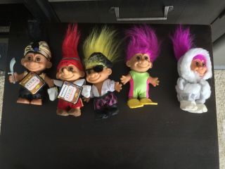 Set Of 5 Vintage Russ Troll Dolls