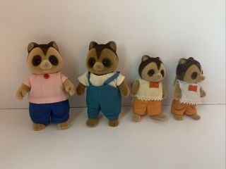 Calico Critters Sylvanian Families Maple Town Vintage Raccoon Family Of 4