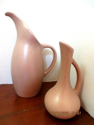 Vintage Royal Haeger Pottery - Mid Century Pitchers,  (2) In Pale Pink