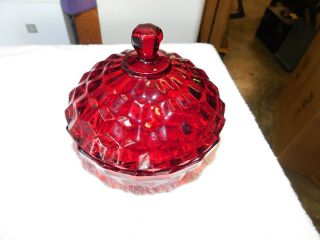 Vintage Fostoria American Ruby Red Lidded Candy Dish