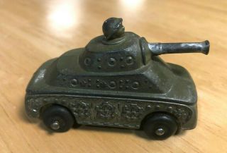Vintage Diecast Metal Toy Military Tank With Man In Turret Barclay / Manoil Bv69
