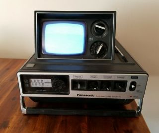 Panasonic Solid State / 3way Sure Power Am/fm Pop Up B/w Tv Vintage Tr - 535