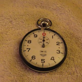 Rare Vintage Heuer 10 Second Stopwatch Black Stainless Case