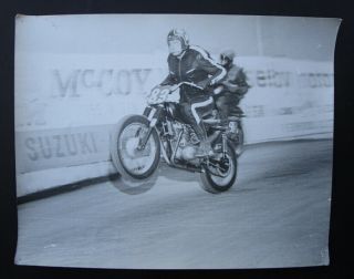Vintage 1960s Motorcycle Flat Track Tt Racing Photograph Triumph Pre Unit Racer