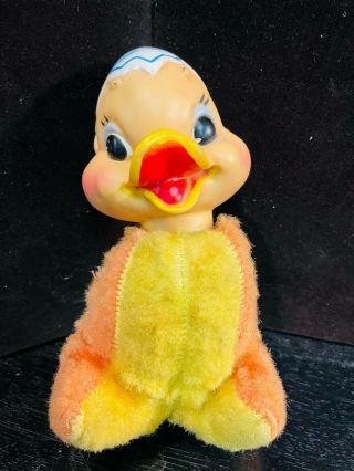 Vintage Plush My Toy Brand Baby Duck Kids Toy Rubber Face Rare Egg Head