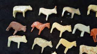 31 Vintage Miniature Dollhouse Hand Carved Wooden Farm Animals,  2 people 2