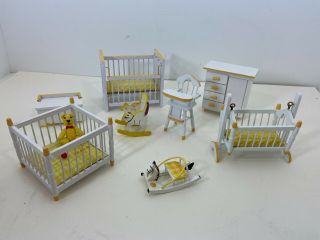 Vintage 8 Piece Dollhouse Baby Nursery Furniture Set