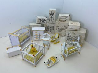 Vintage 8 Piece Dollhouse Baby Nursery Furniture Set 2