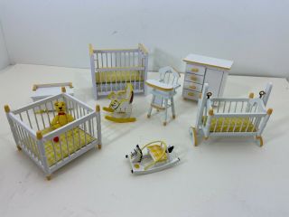 Vintage 8 Piece Dollhouse Baby Nursery Furniture Set 3