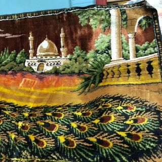 Vintage Velvet Tapestry Peacock Made in Lebanon 39 x 20 2
