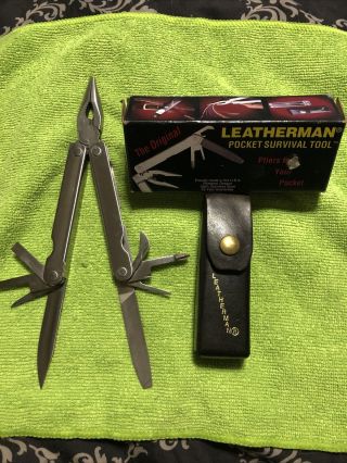 Vintage 1992 Leatherman Multi Tool With Leather Case And Box