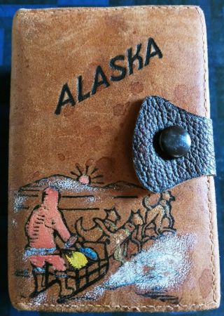 Rare Vintage 1939 Playing Cards In Leather Case Branded Alaska