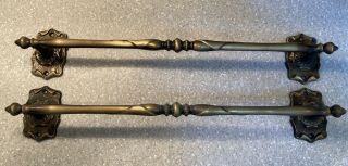 2 Vintage Amerock Carriage House Towel Bars,  Wall Mount,  Antique Gold,  20”