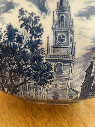 Vintage WEDGWOOD Liberty Blue Large Water Milk Pitcher Old North Church England 2