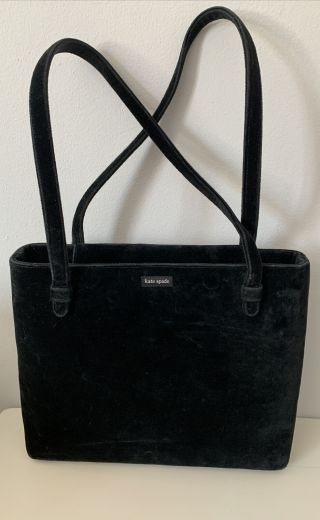 Vintage Kate Spade Black Velvet Bag Purse Handbag Rare Tote