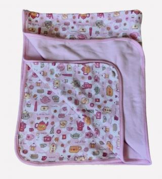 Gymboree Cup Of Love Time For Tea Pink Cupcake Blanket 30 X 40 Vintage