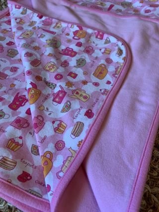 Gymboree CUP OF LOVE Time for Tea Pink Cupcake Blanket 30 x 40 Vintage 2