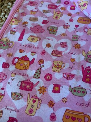 Gymboree CUP OF LOVE Time for Tea Pink Cupcake Blanket 30 x 40 Vintage 3