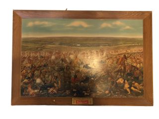 Vintage 1952 Budweiser “custer’s Last Fight” Ad Lithograph.  42”x 28.  5”