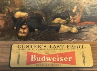 Vintage 1952 Budweiser “Custer’s Last Fight” Ad Lithograph.  42”x 28.  5” 3